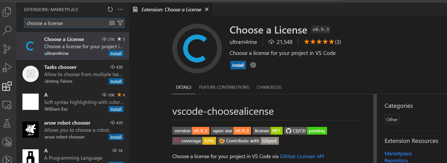 安装Choose a License插件
